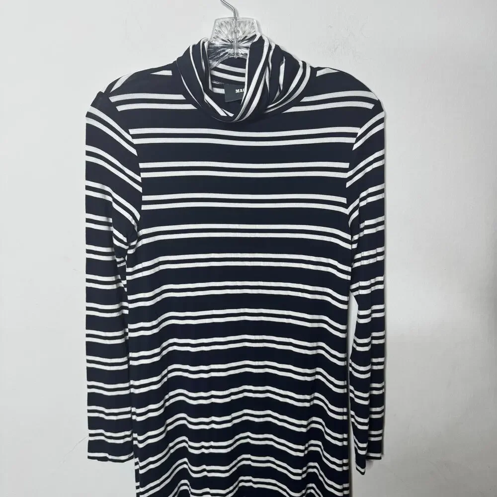 Maeve Anthropologie Striped Turtleneck Swing Dress Women’s SP‎ Blue Long Sleeve